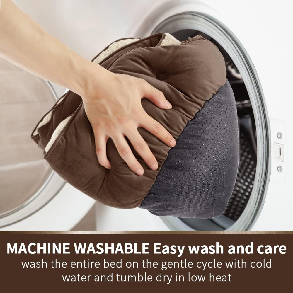 Small Dog Bed β Extra Soft Pet Bed for Small Dogs, Cats, Puppies & Kittens β Machine Washable with Anti-Slip, Water-Resistant Bottom β Brown, 20 Inches