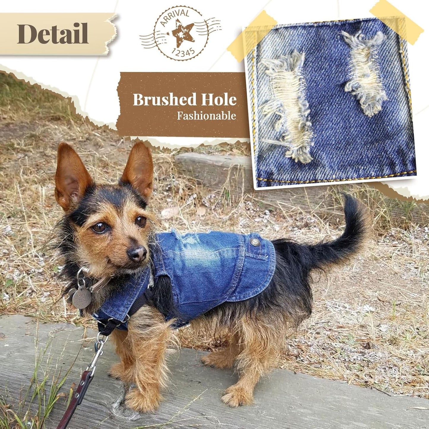 Cool Dog Jean Jacket Small Puppy Outfits Frenchie Clothes Denim Coats for Small Medium Dogs Cats Boys Girls Pet Vest Dog Shirt Clothing Doggy Costume (Blue, XsďźSuggest 2-4 Lbsďź)