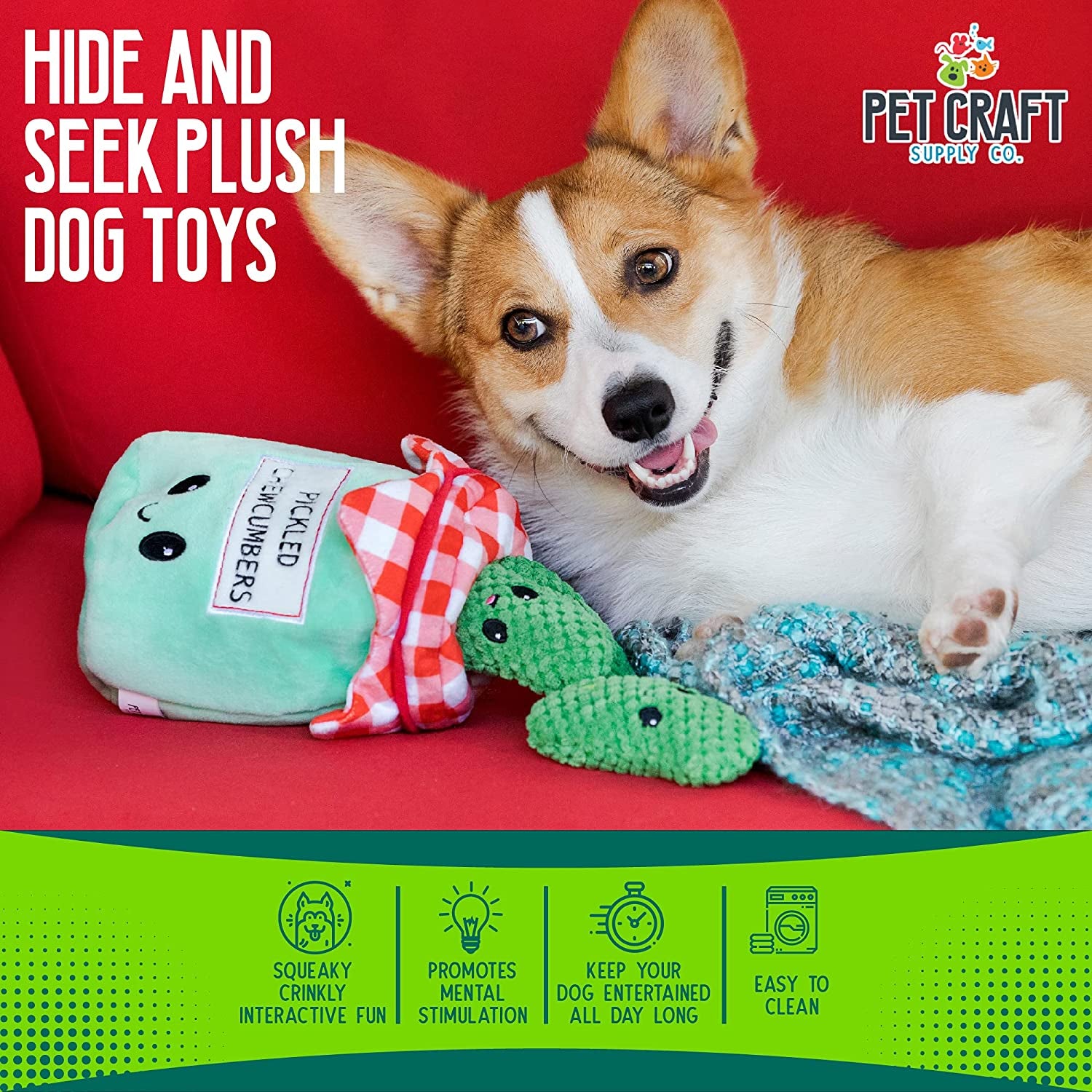 Funny Hide & Seek Dog Puzzle Toys – Squeaky, Crinkle, Brain-Stimulating Burrow Toy Bundle (Medium Dogs)