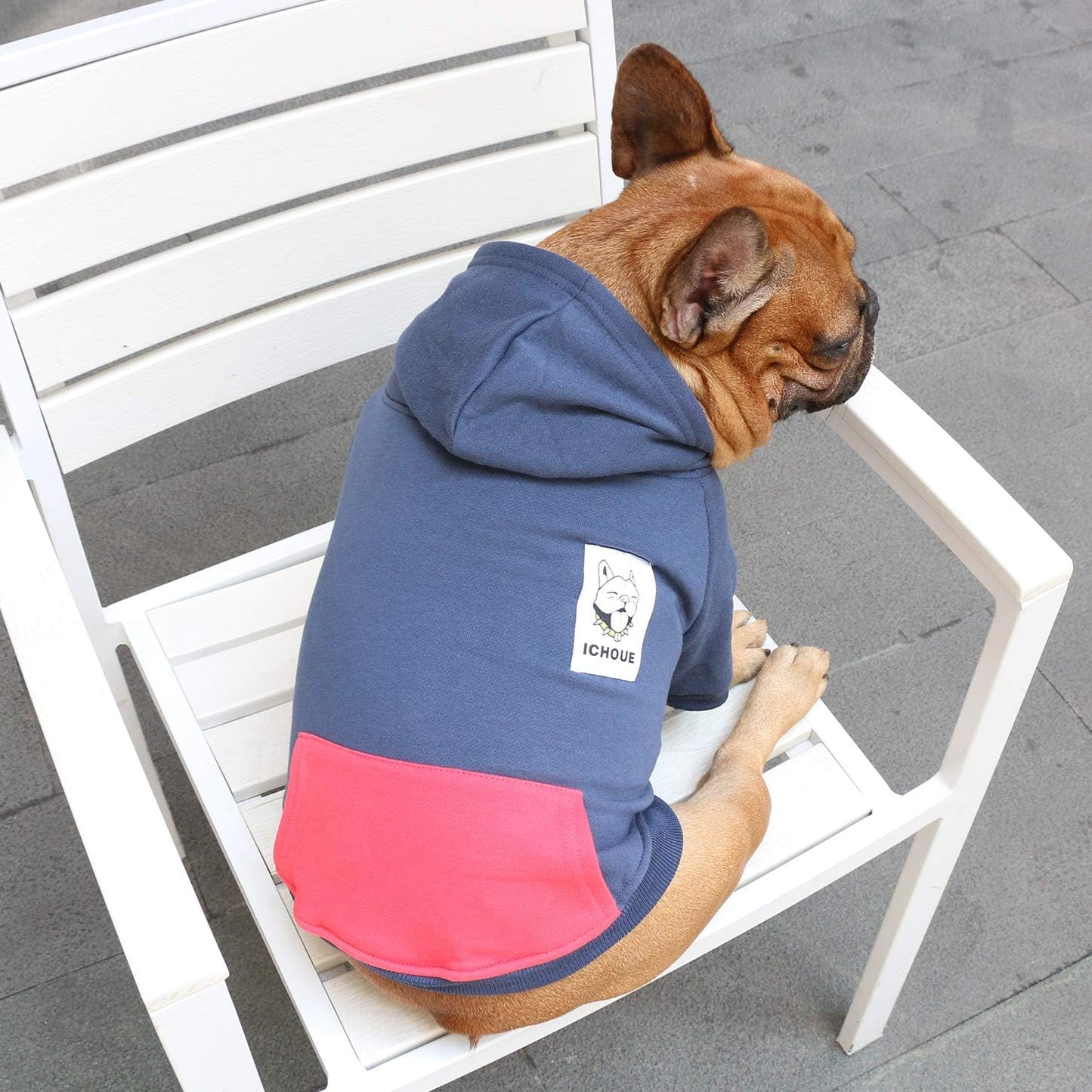 Bulldog Hoodie – Cozy Winter Sweatshirt for Frenchies, Pugs, Boston Terriers, Bullies & Pitbulls – Navy, Medium