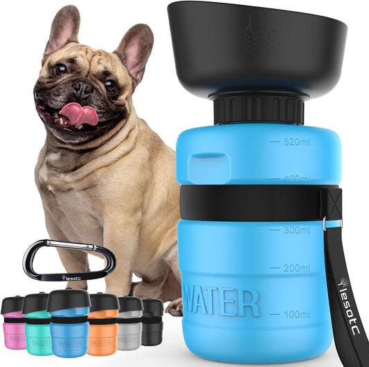 Dog Water Bottle, Portable Water Dispenser with Bowl