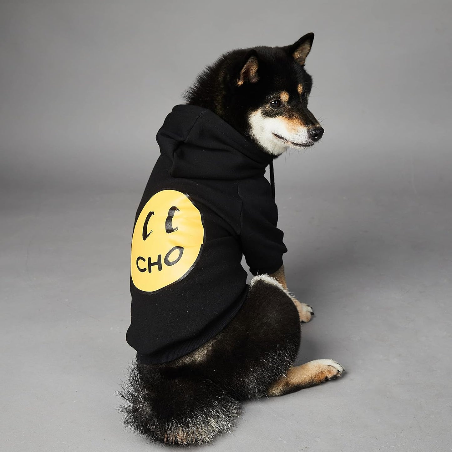 "Smiley Face Dog Hoodie – Stylish Cotton Sweatshirt for Dogs & Cats, Cozy Pet Outfit for Small to Large Breeds (2XL, Black)"