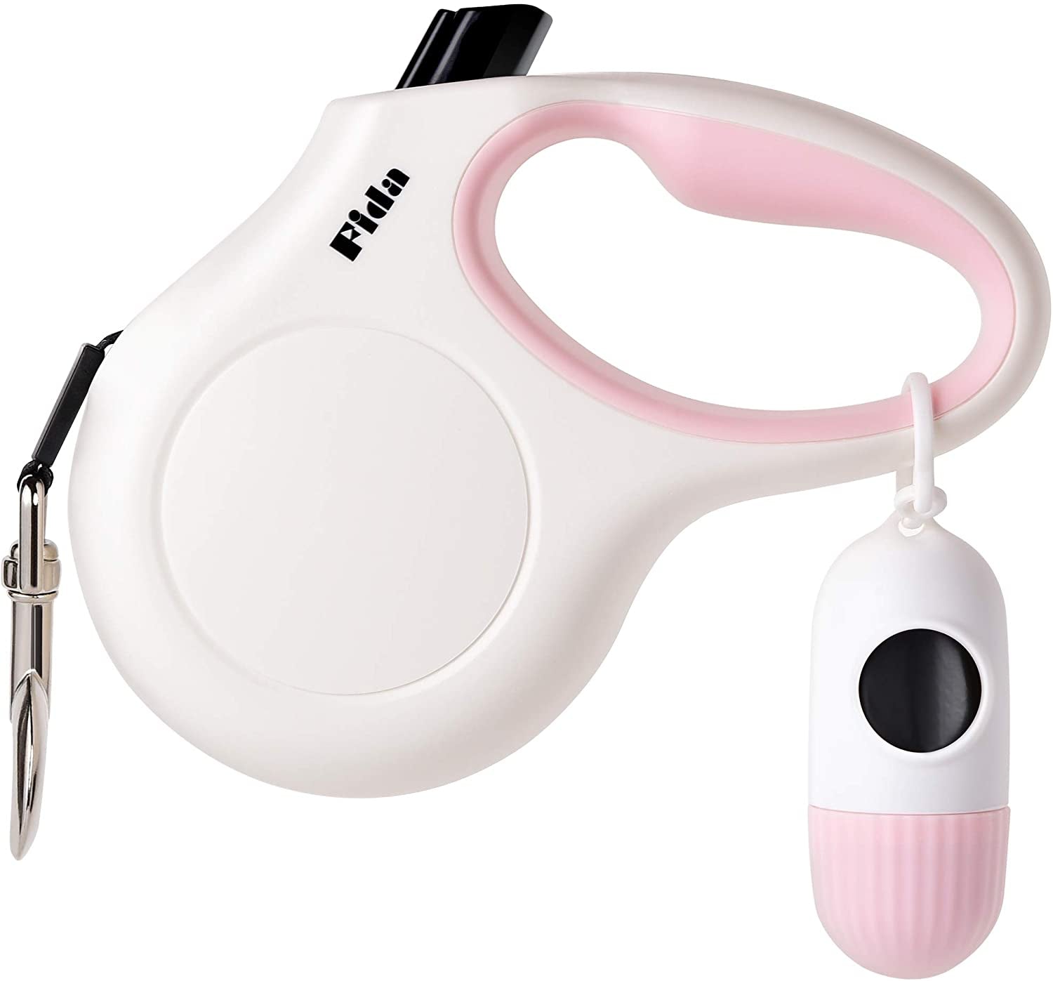 10 Ft Retractable Dog Leash with Waste Bag Dispenser – Tangle-Free, Reflective Leash for Cats & X-Small Dogs up to 18 lbs – Anti-Slip Handle, Includes Poop Bags (XS, White)