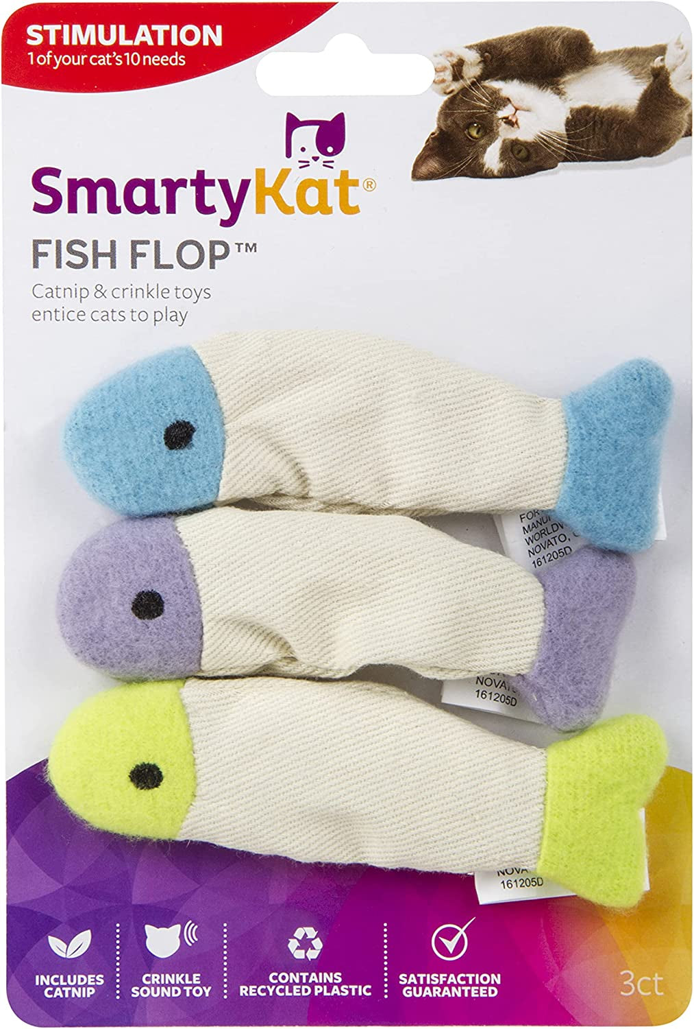 Multi-Color Catnip Fish Toys (3 Pack) – Crinkle Sound for Interactive Play