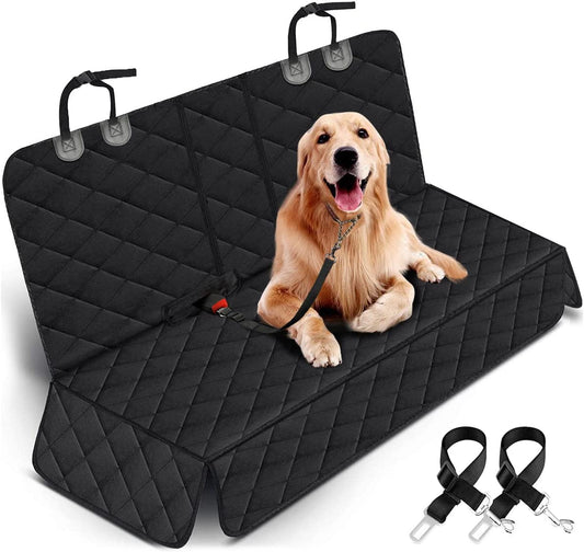 Waterproof Dog Car Seat Cover – Non-Slip Back Bench Protector with Middle Armrest Fit for Most Cars, Trucks & SUVs – Durable Pet Seat Cover in Black