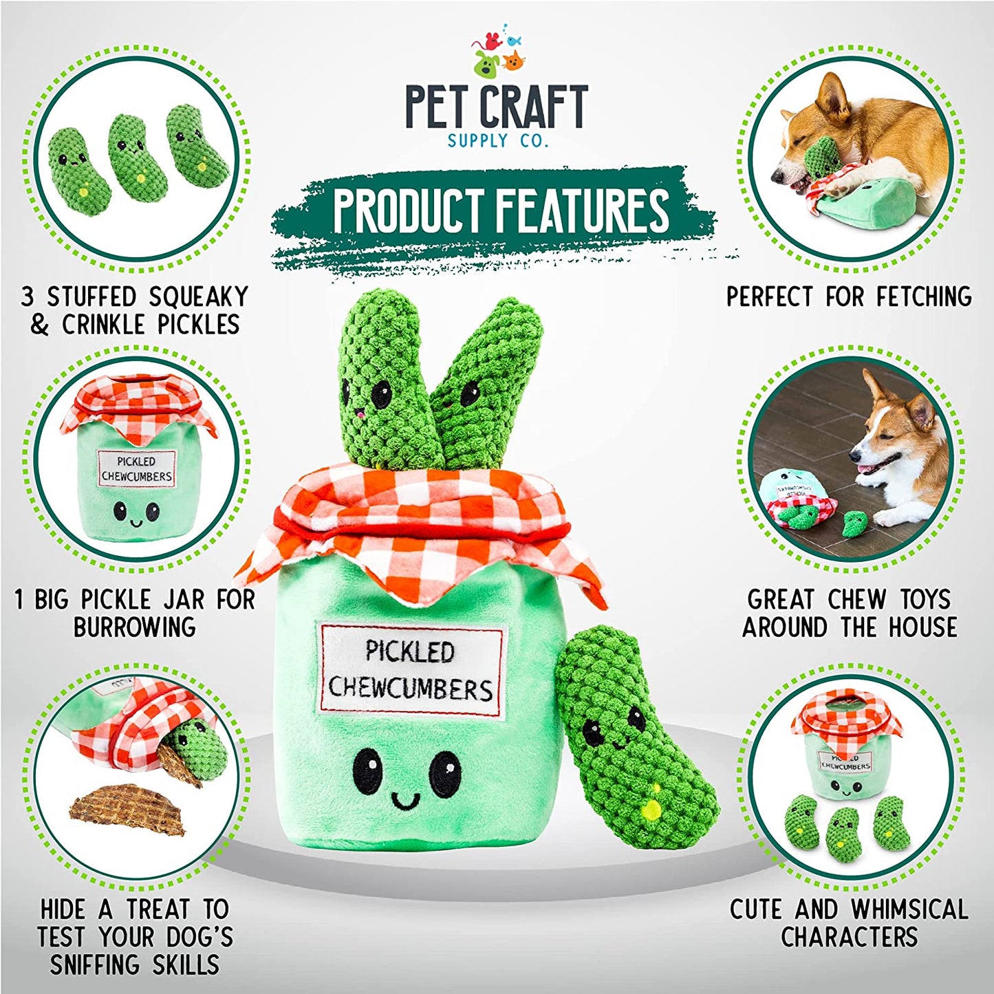 Funny Hide & Seek Dog Puzzle Toys – Squeaky, Crinkle, Brain-Stimulating Burrow Toy Bundle (Medium Dogs)