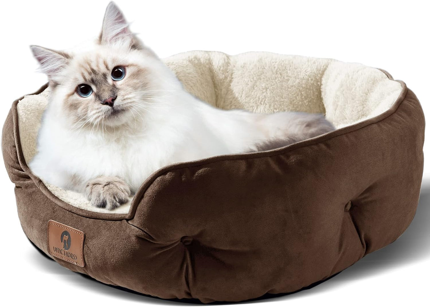 Small Dog Bed – Extra Soft Pet Bed for Small Dogs, Cats, Puppies & Kittens – Machine Washable with Anti-Slip, Water-Resistant Bottom – Brown, 20 Inches